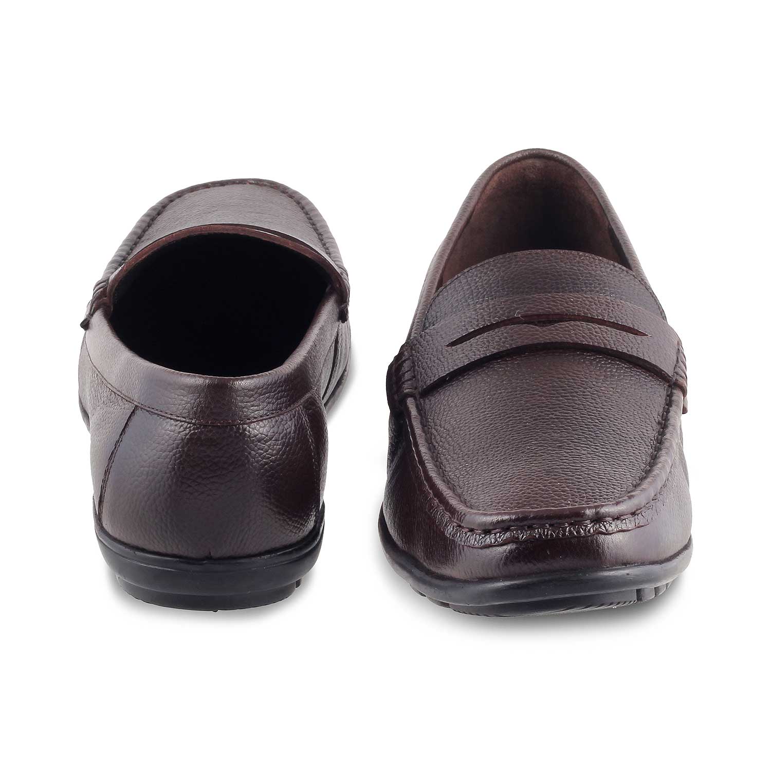 The Lemec Brown Men's Leather Penny Loafers Tresmode