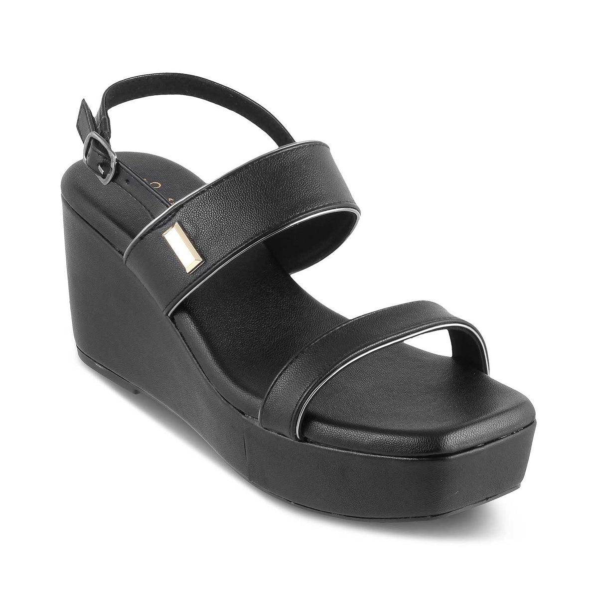 The Meteor Black Women's Dress Wedge Sandals Tresmode