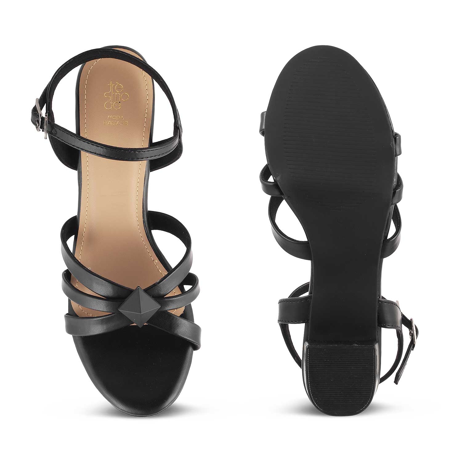 Tresmode-The Parma Black Women's Dress Block Heel Sandals Tresmode-Tresmode
