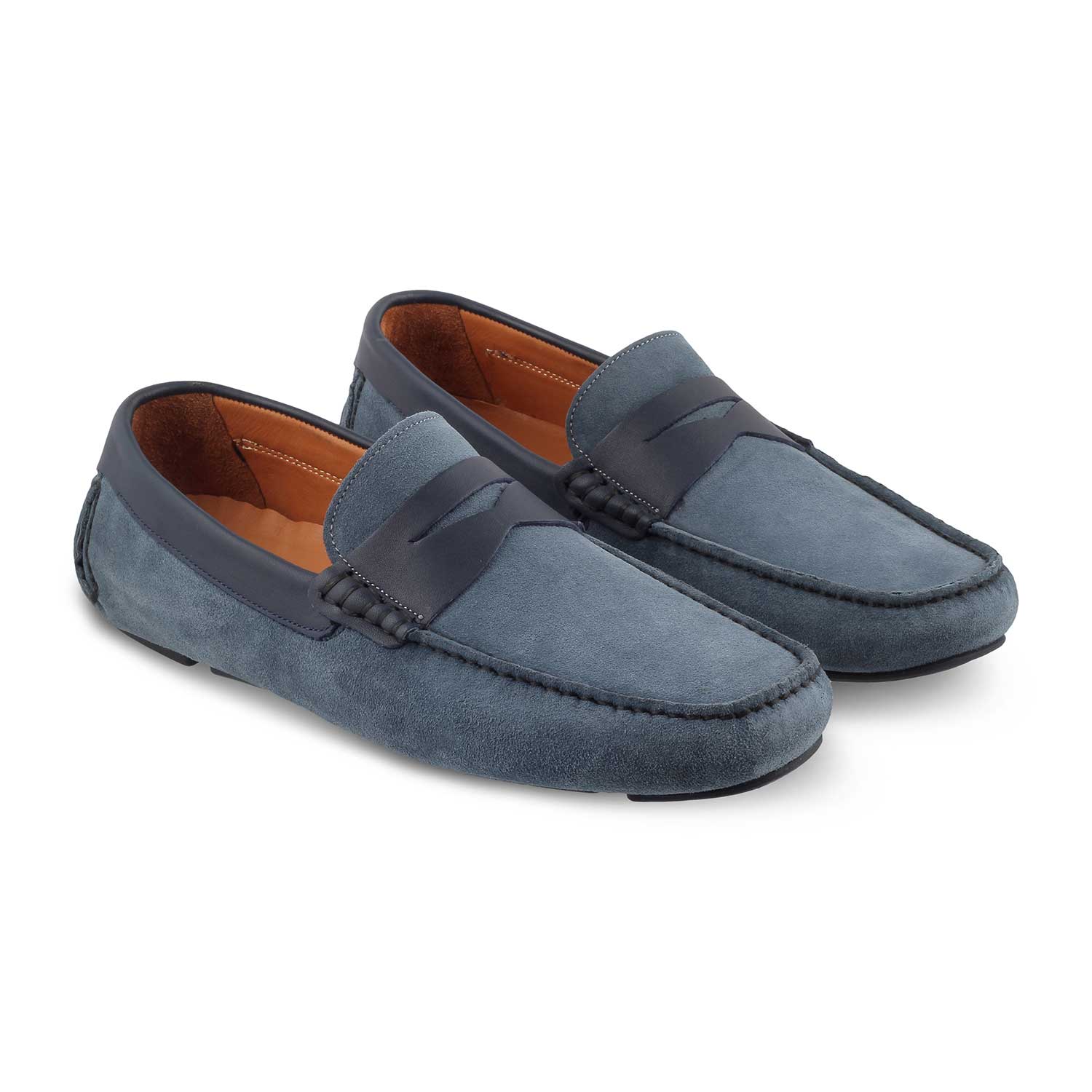 Tresmode-The Tirbutin Blue Men's Leather Driving Loafers Tresmode-Tresmode