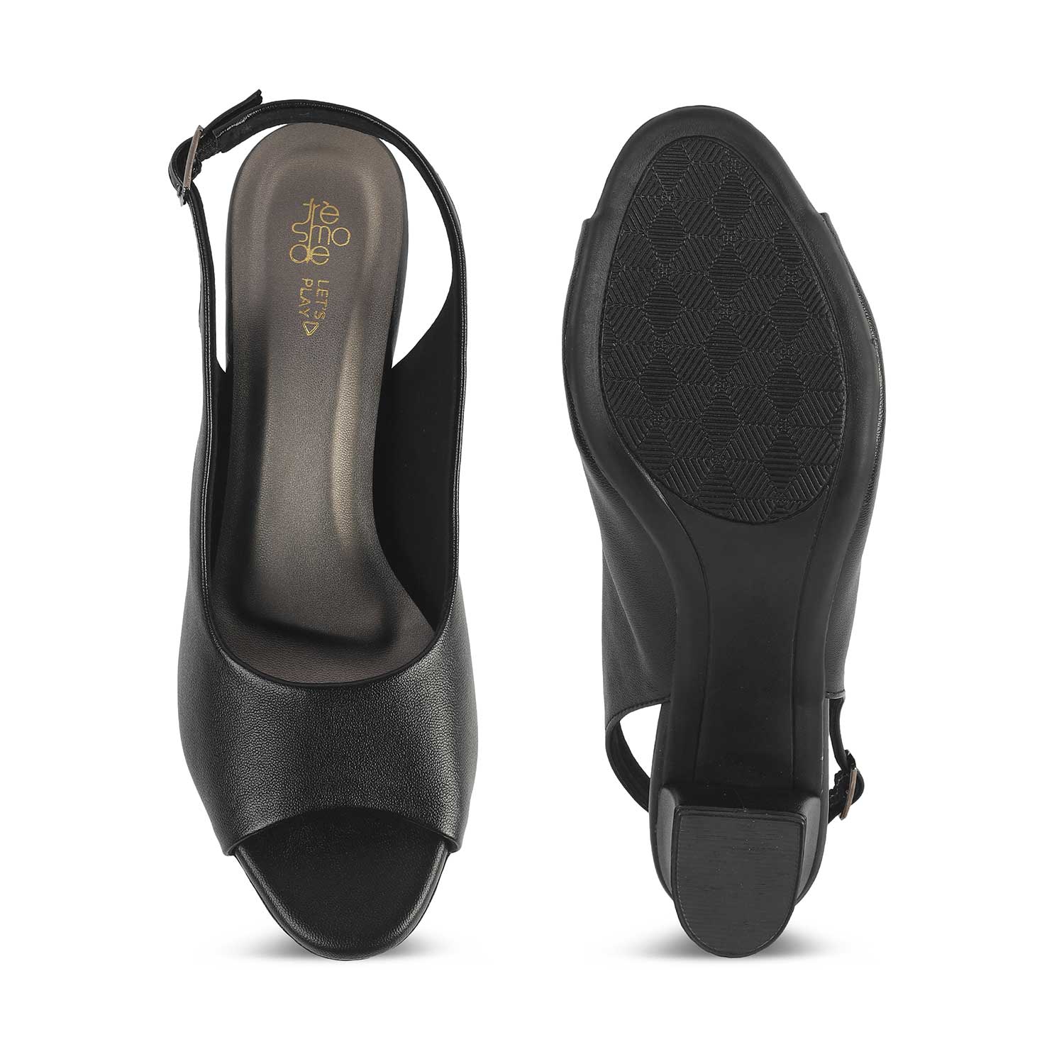 Tresmode Edee Black Women's Dress Block Heel Slingback Pumps