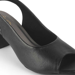 Tresmode Edee Black Women's Dress Block Heel Slingback Pumps