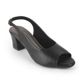 Tresmode Edee Black Women's Dress Block Heel Slingback Pumps