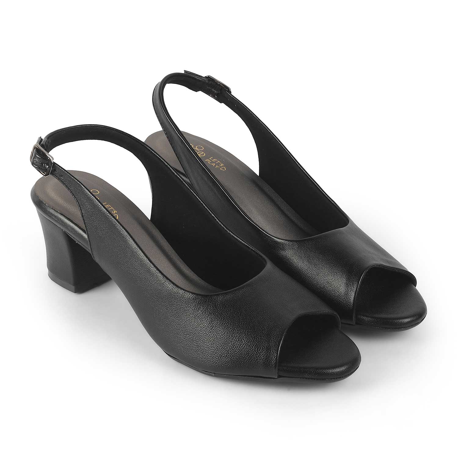 Tresmode Edee Black Women's Dress Block Heel Slingback Pumps
