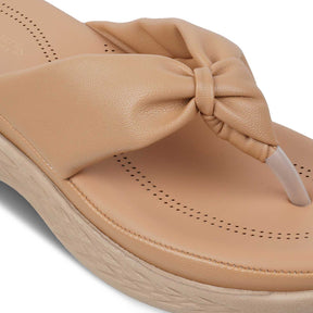 The Habi Beige Women's Casual Wedge Sandals Tresmode