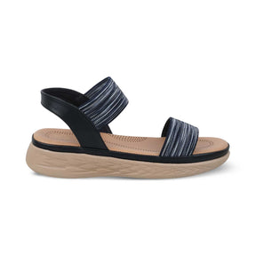 The Hintle Black Women's Casual Wedge Sandals Tresmode