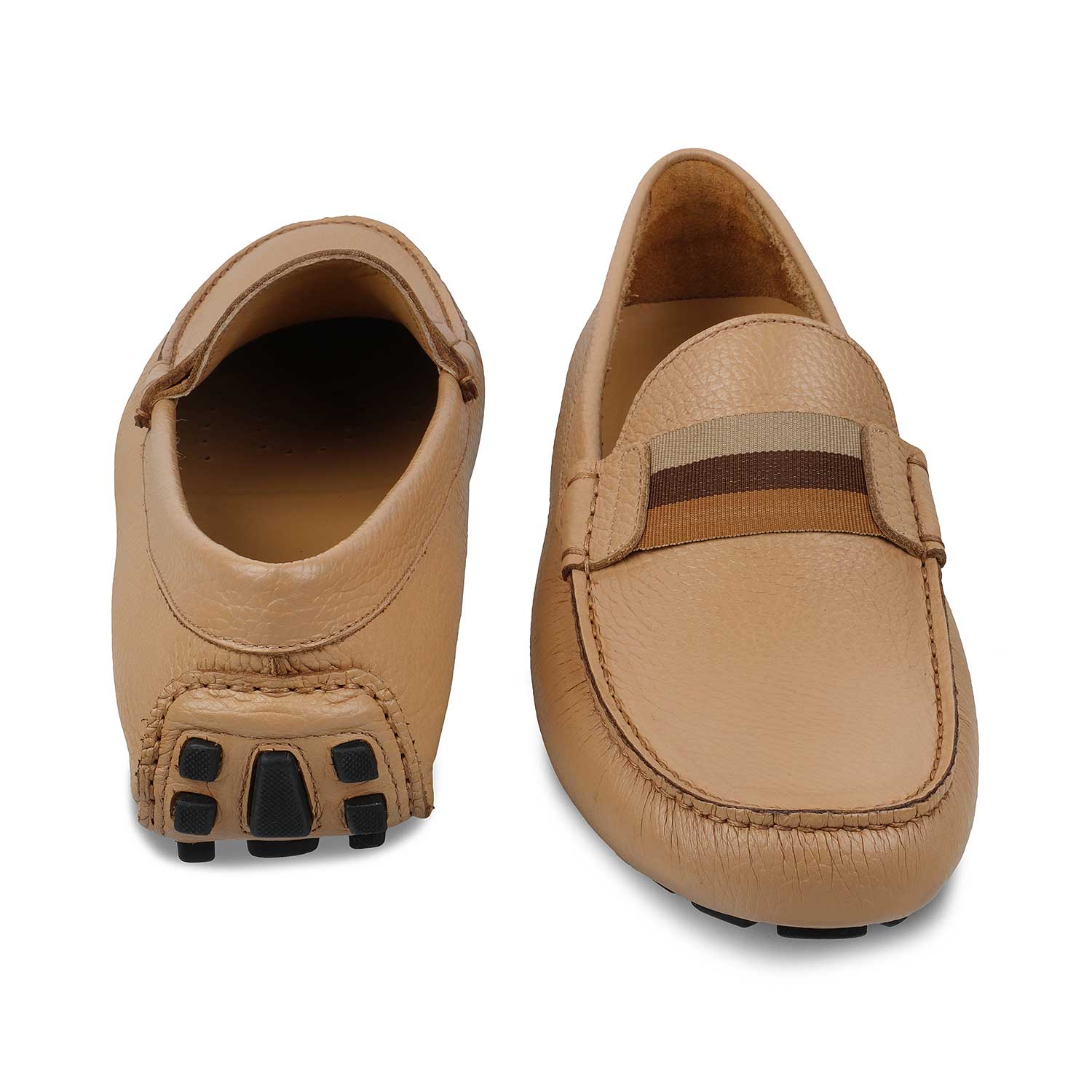 The Macario Beige Men's Handcrafted Leather Driving Loafers Tresmode