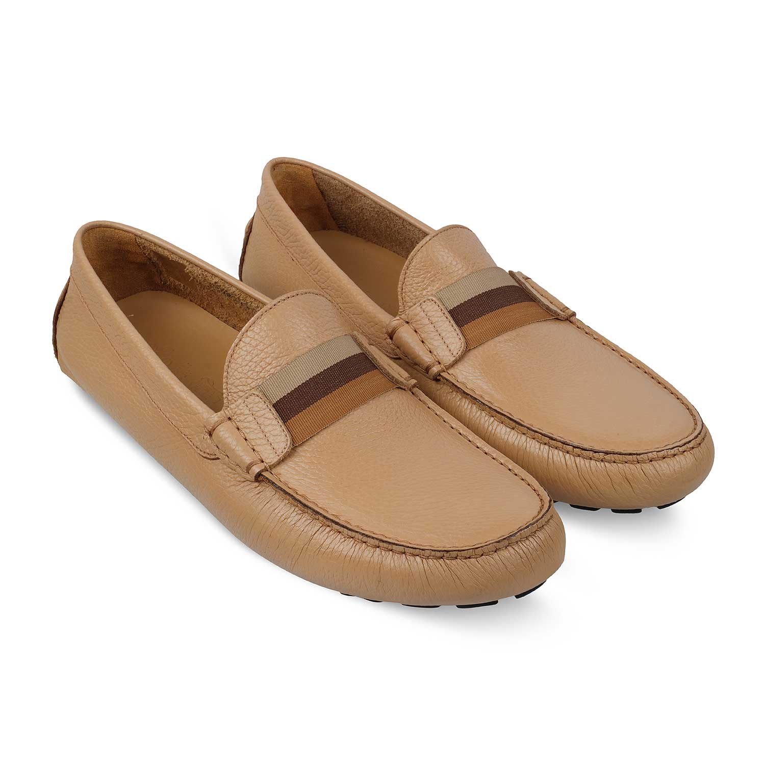 The Macario Beige Men's Handcrafted Leather Driving Loafers Tresmode
