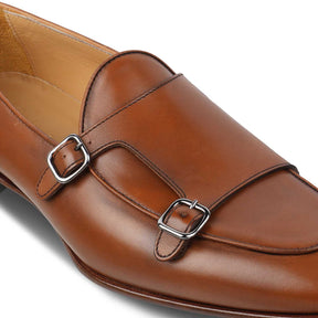 The Maccabeo Tan Men's Handcrafted Double Monk Shoes Tresmode
