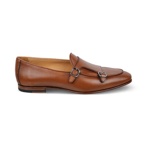 The Maccabeo Tan Men's Handcrafted Double Monk Shoes Tresmode