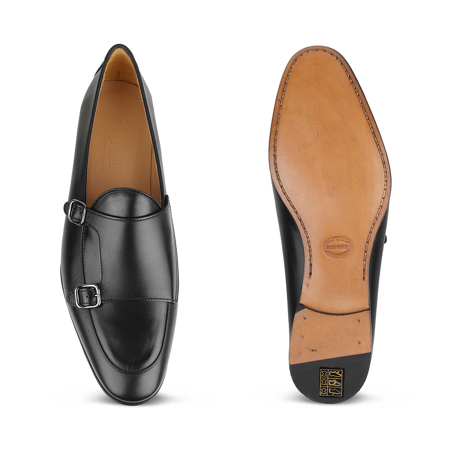 The Maccabeo Black Men's Handcrafted Double Monk Shoes Tresmode