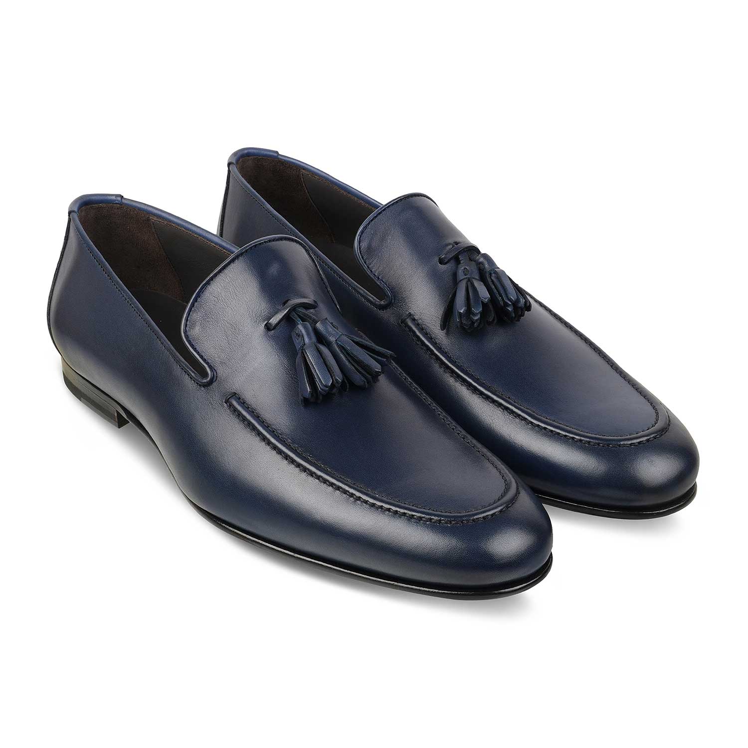 The Mancio Blue Men's Handcrafted Leather Loafers Tresmode