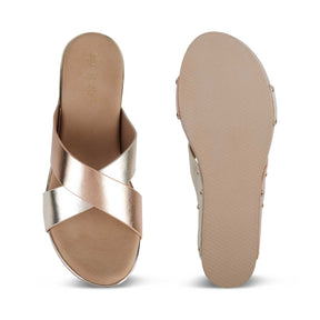 The Mason Champagne Women's Dress Wedge Sandals Tresmode