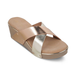 The Mason Champagne Women's Dress Wedge Sandals Tresmode