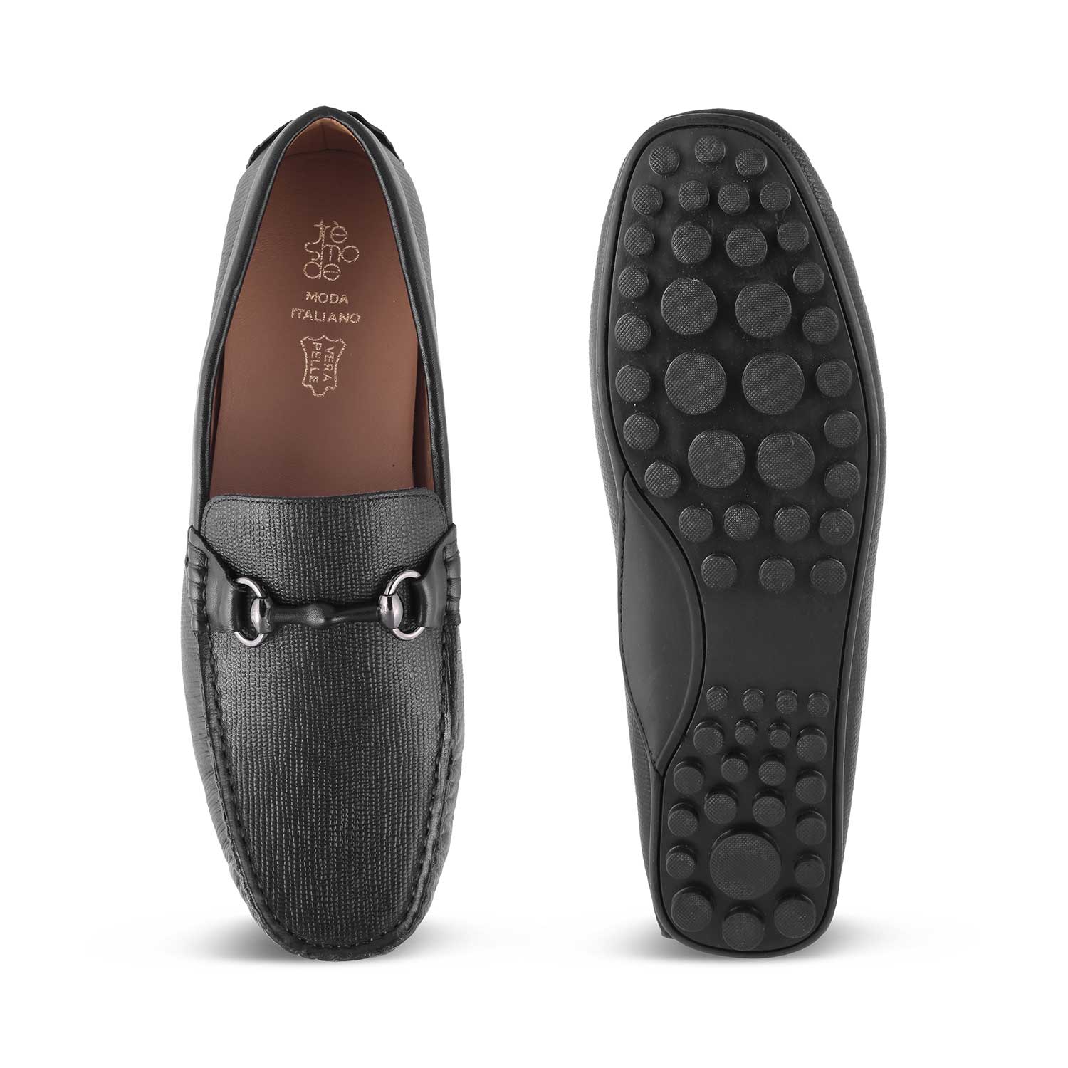 The Mills Black Men's Leather Driving Loafers Tresmode