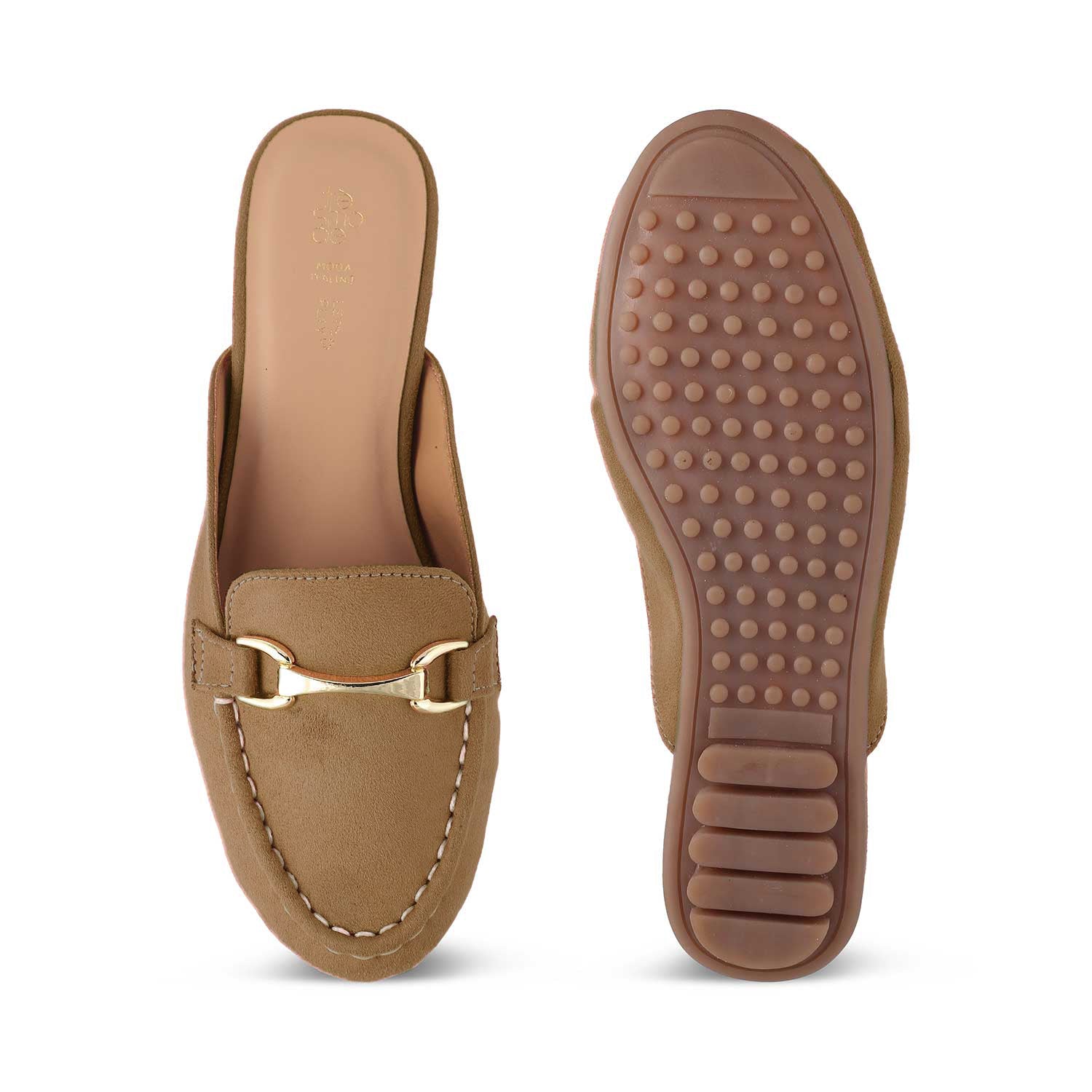The Melip Beige Women's Dress Mules Tresmode