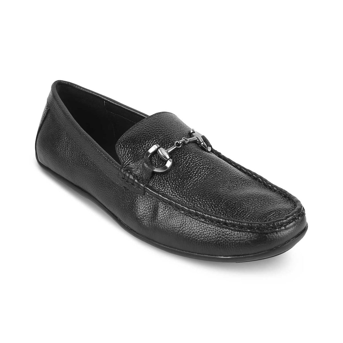 The Rosee Black Men's Leather Driving Loafers Tresmode