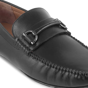 The Salvo Black Men's Leather Driving Loafers Tresmode