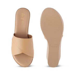 The Sedge Beige Women's Casual Wedge Sandals Tresmode