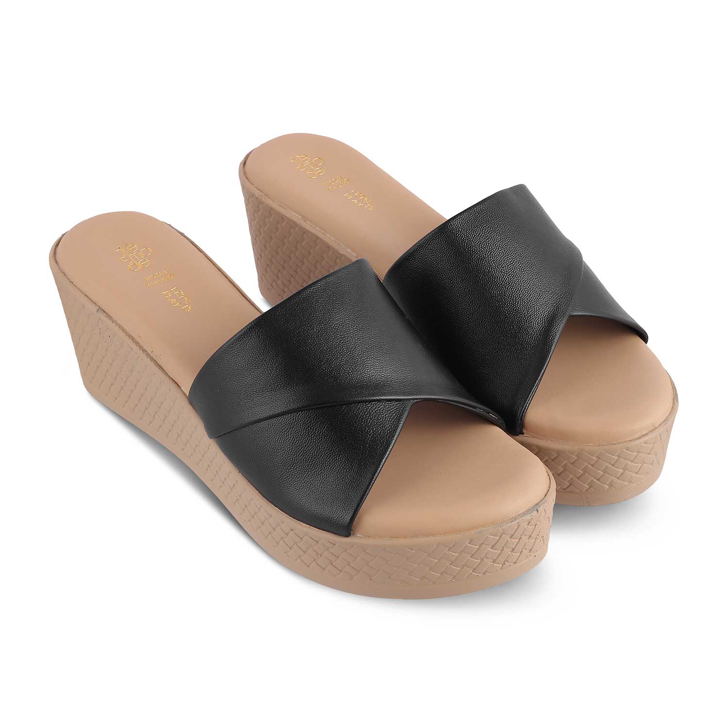 The Sedge Black Women's Casual Wedge Sandals Tresmode