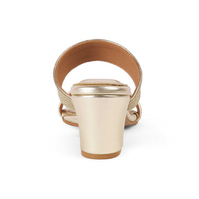 Sheen Gold Women's Almond Shape Block Heel Sandals Tresmode