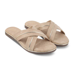 The Strep Beige Women's Casual Flats Tresmode