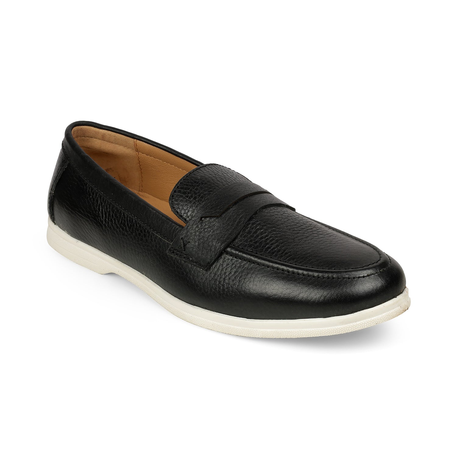 Tresmode Federer Black Men's Penny Leather Driving Loafers