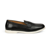 Tresmode Federer Black Men's Penny Leather Driving Loafers
