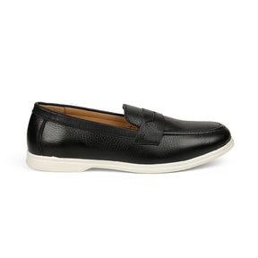 Tresmode Federer Black Men's Penny Leather Driving Loafers