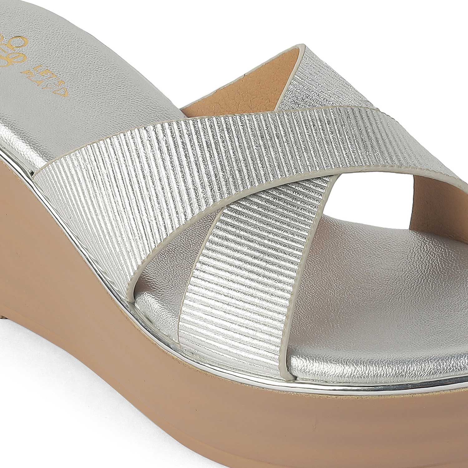 silver wedge dress shoes Tresmode Kuget Silver Women's Dress Wedge Sandals 40