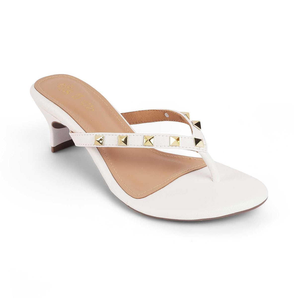 Pugstud White Women's 2-inch Heel Sandals Tresmode