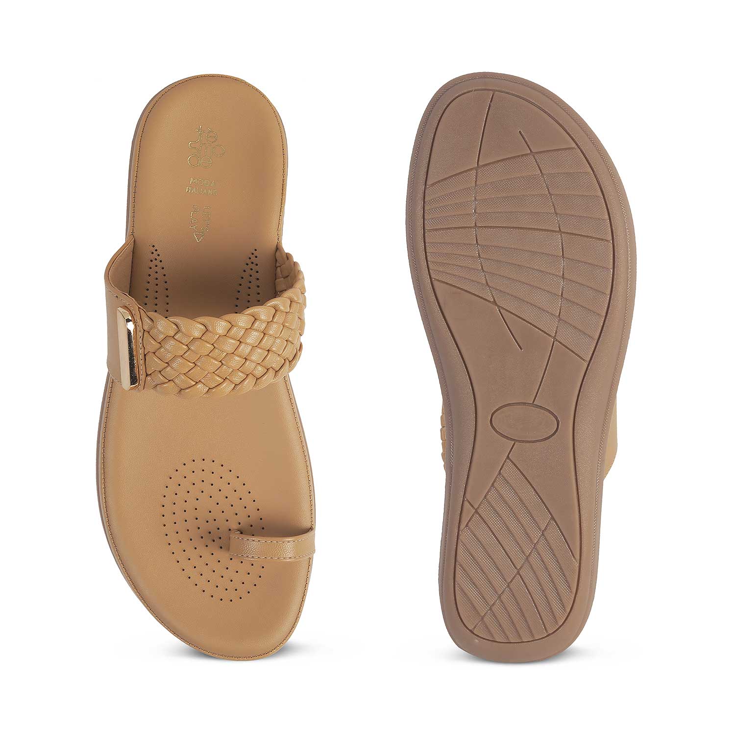 Tresmode Auma Beige Women's Casual Platform Flats