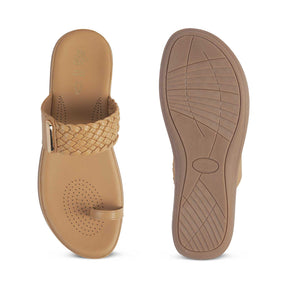 Tresmode Auma Beige Women's Casual Platform Flats