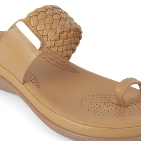 Tresmode Auma Beige Women's Casual Platform Flats