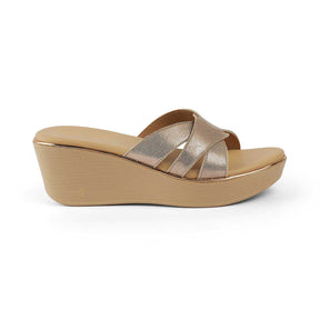 Tresmode Berlin Champagne Women's Dress Wedge Heel Sandals