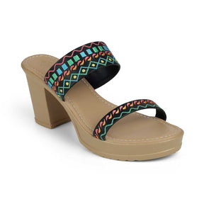 Women's Black Block Heel Sandals Tresmode