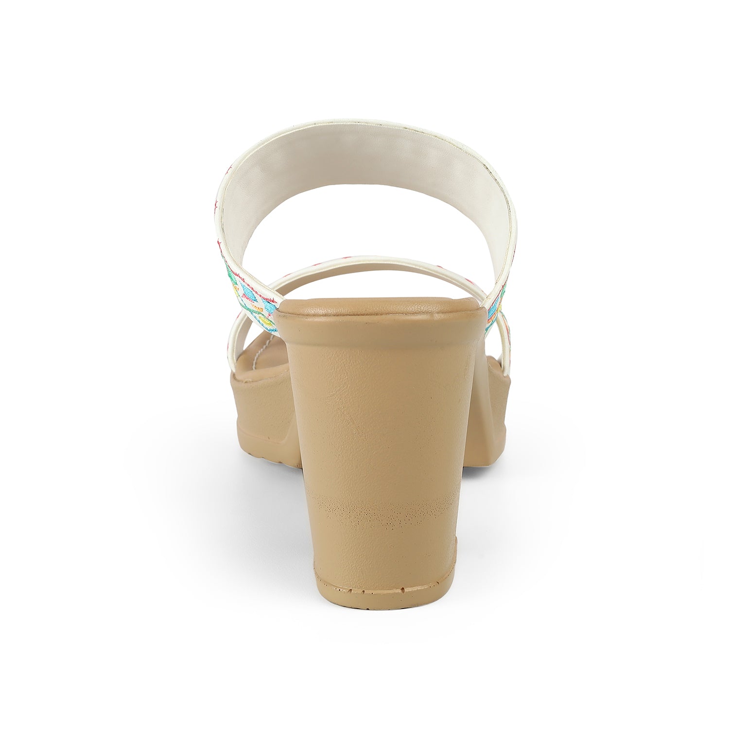 Tresmode Athena White Women's Dress Block Heel Sandals