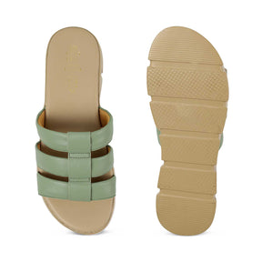 Tresmode Cludius Green Women's Casual Chunky Sole Wedges