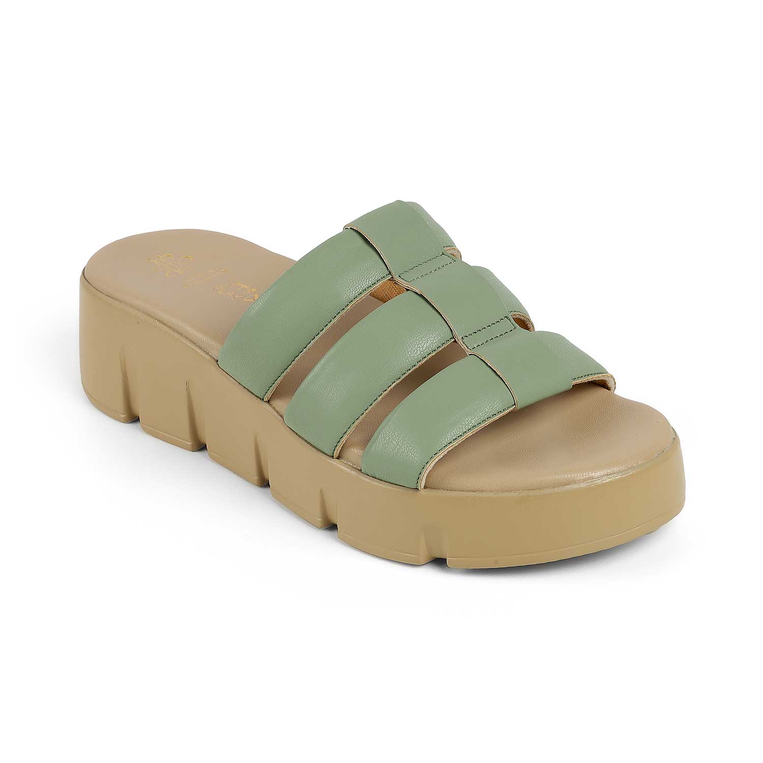 Tresmode Cludius Green Women's Casual Chunky Sole Wedges