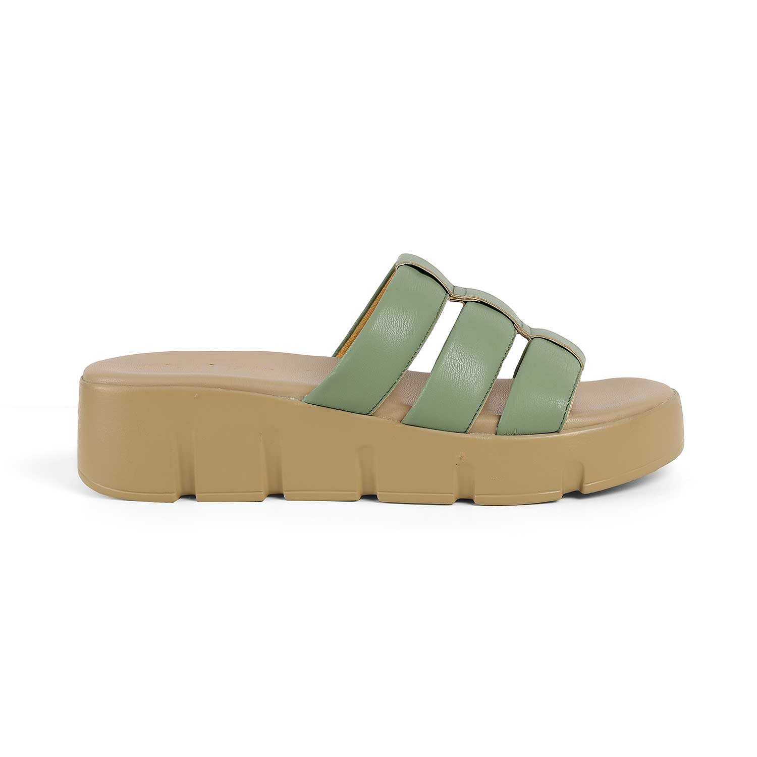 Tresmode Cludius Green Women's Casual Chunky Sole Wedges