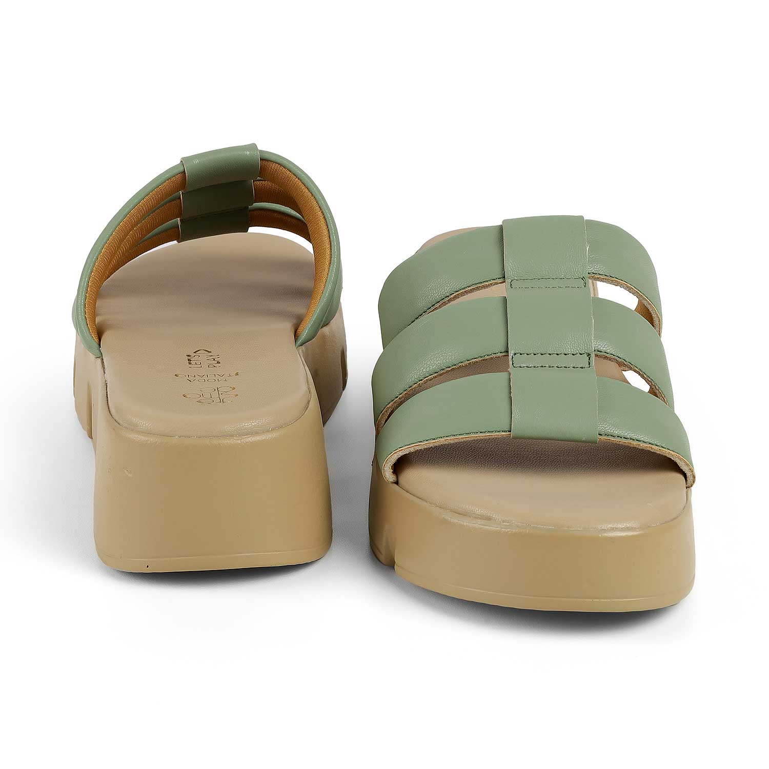 Tresmode Cludius Green Women's Casual Chunky Sole Wedges