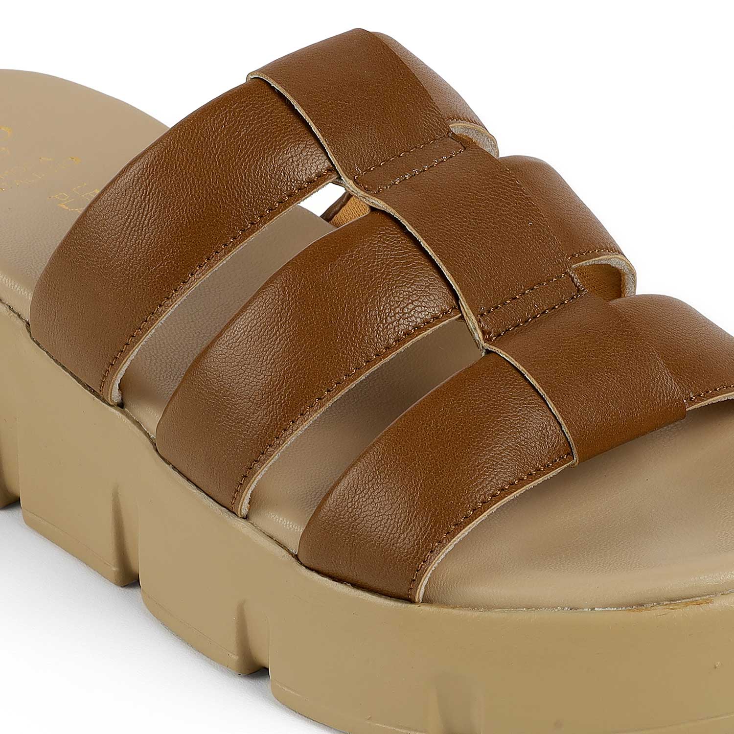 Tresmode Cludius Tan Women's Casual Chunky Sole Wedges