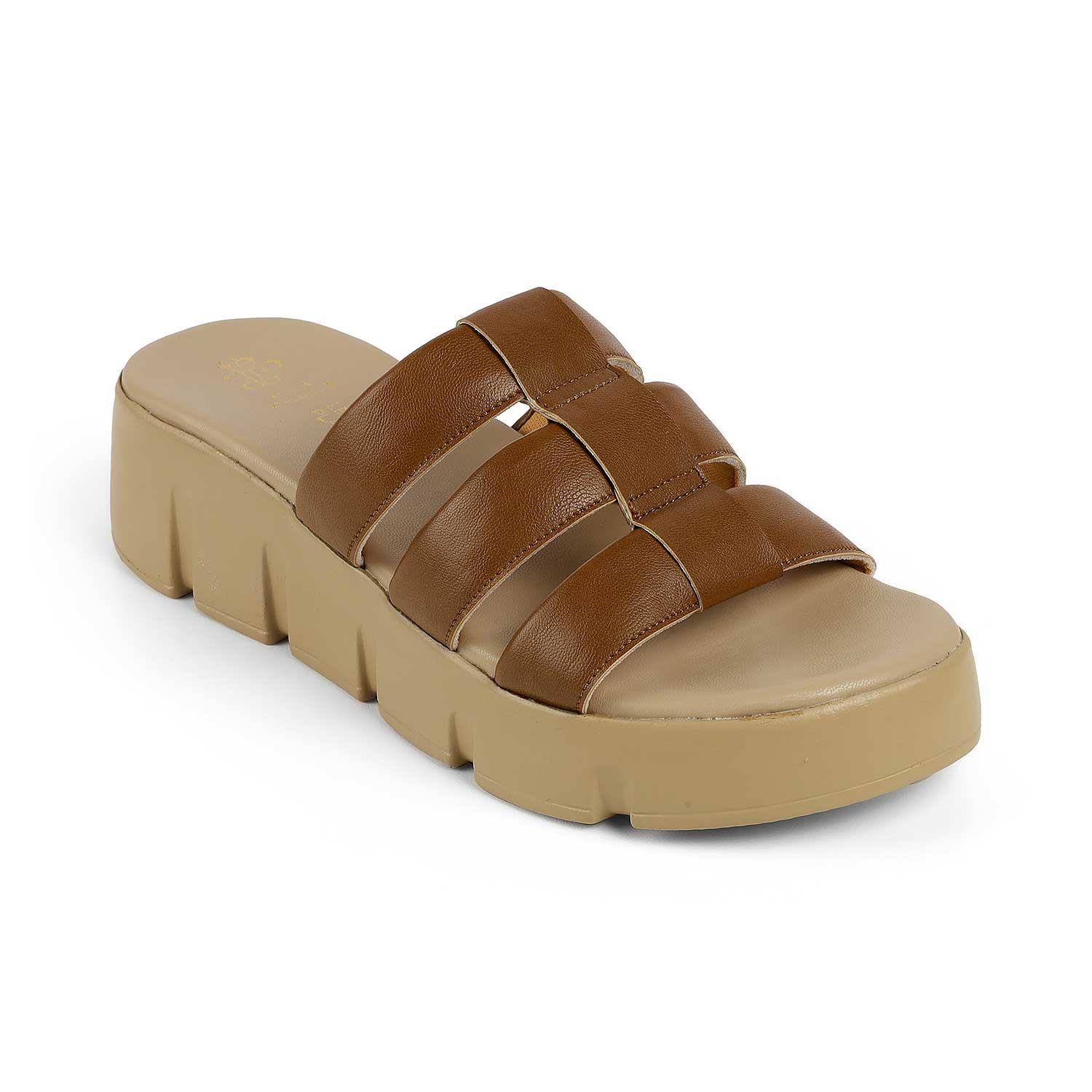 Tresmode Cludius Tan Women's Casual Chunky Sole Wedges