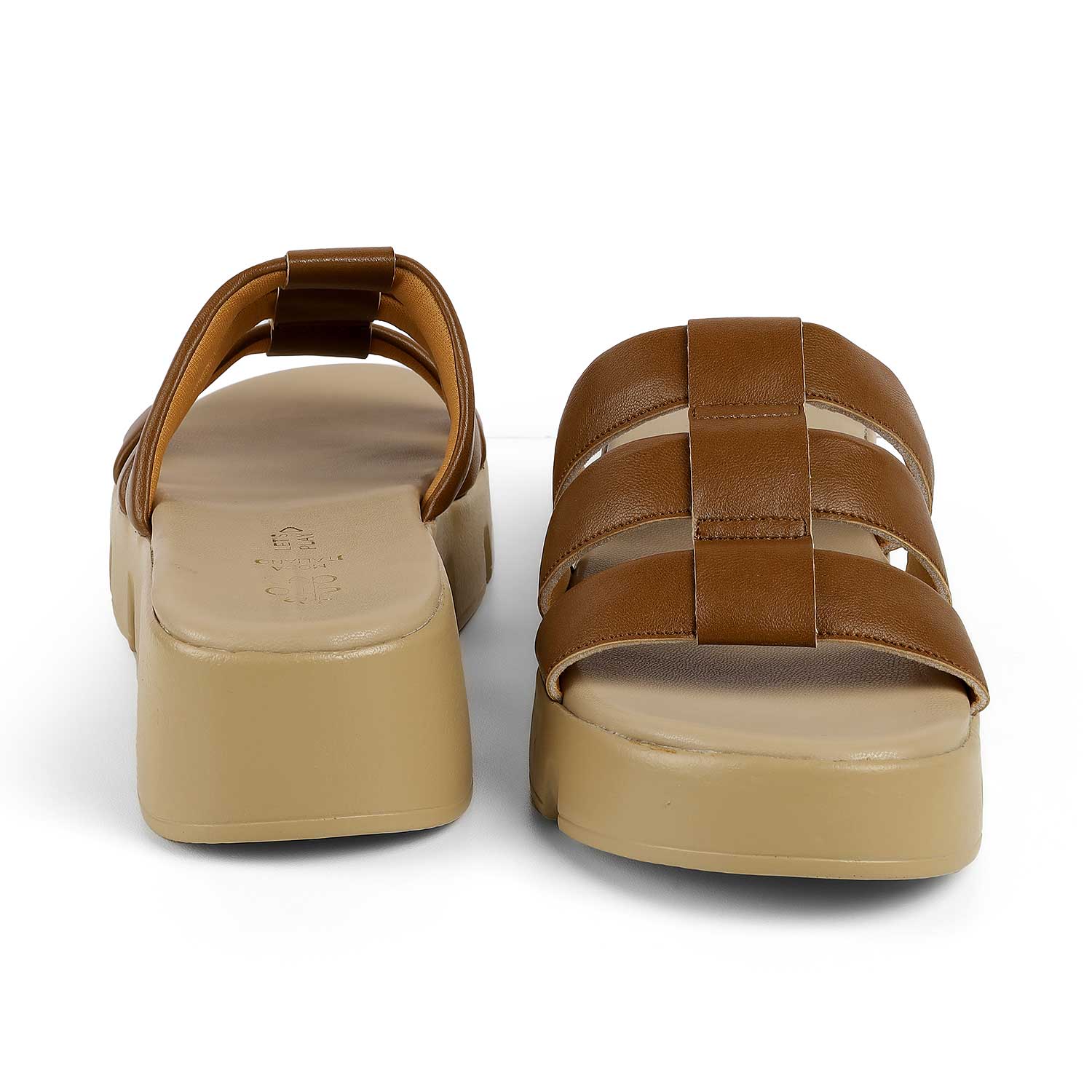 Tresmode Cludius Tan Women's Casual Chunky Sole Wedges