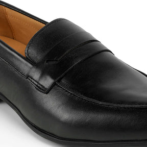 Tresmode Cosc Black Men's Leather Penny Loafers