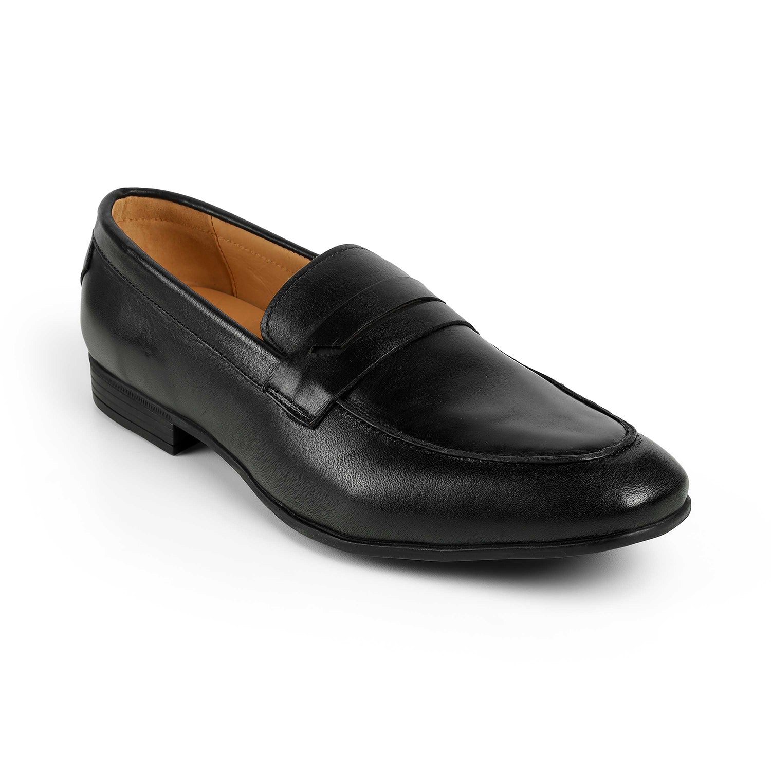 Tresmode Cosc Black Men's Leather Penny Loafers