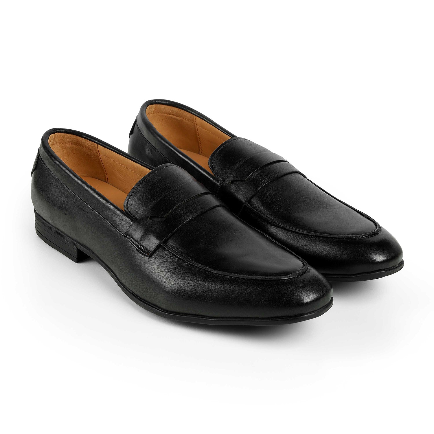 Tresmode Cosc Black Men's Leather Penny Loafers