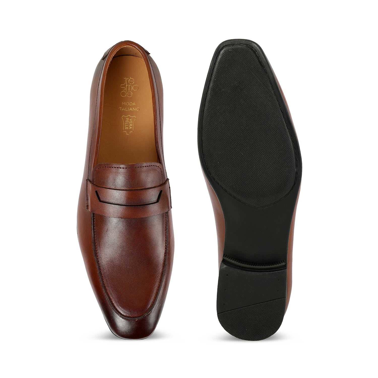 Tresmode Cosc Brown Men's Leather Penny Loafers