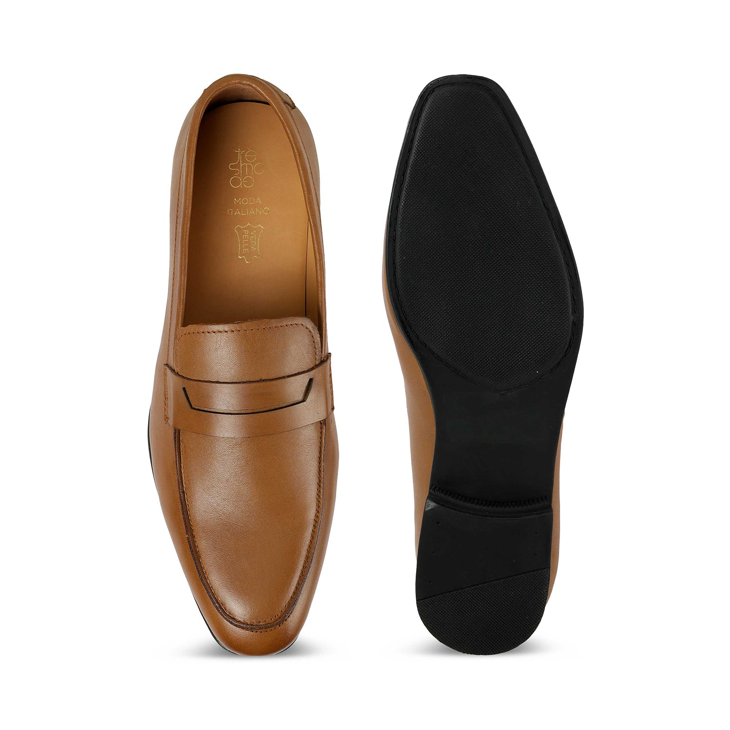 Tresmode Cosc Tan Men's Leather Penny Loafers