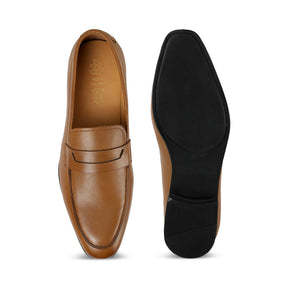 Tresmode Cosc Tan Men's Leather Penny Loafers